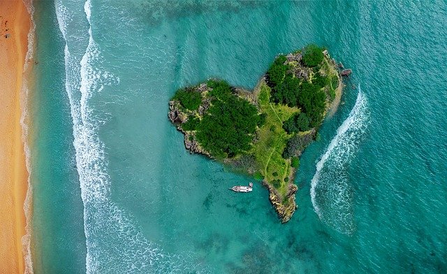 a heart shaped island